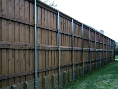 Cedar Fence with Retaining Wall