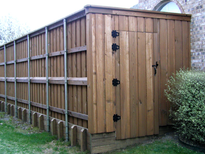 Cedar Fence with Retaining Wall